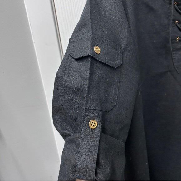 Lauren Ralph Lauren Blouse 100% Linen 3/4 Sleeve - Picture 3 of 7